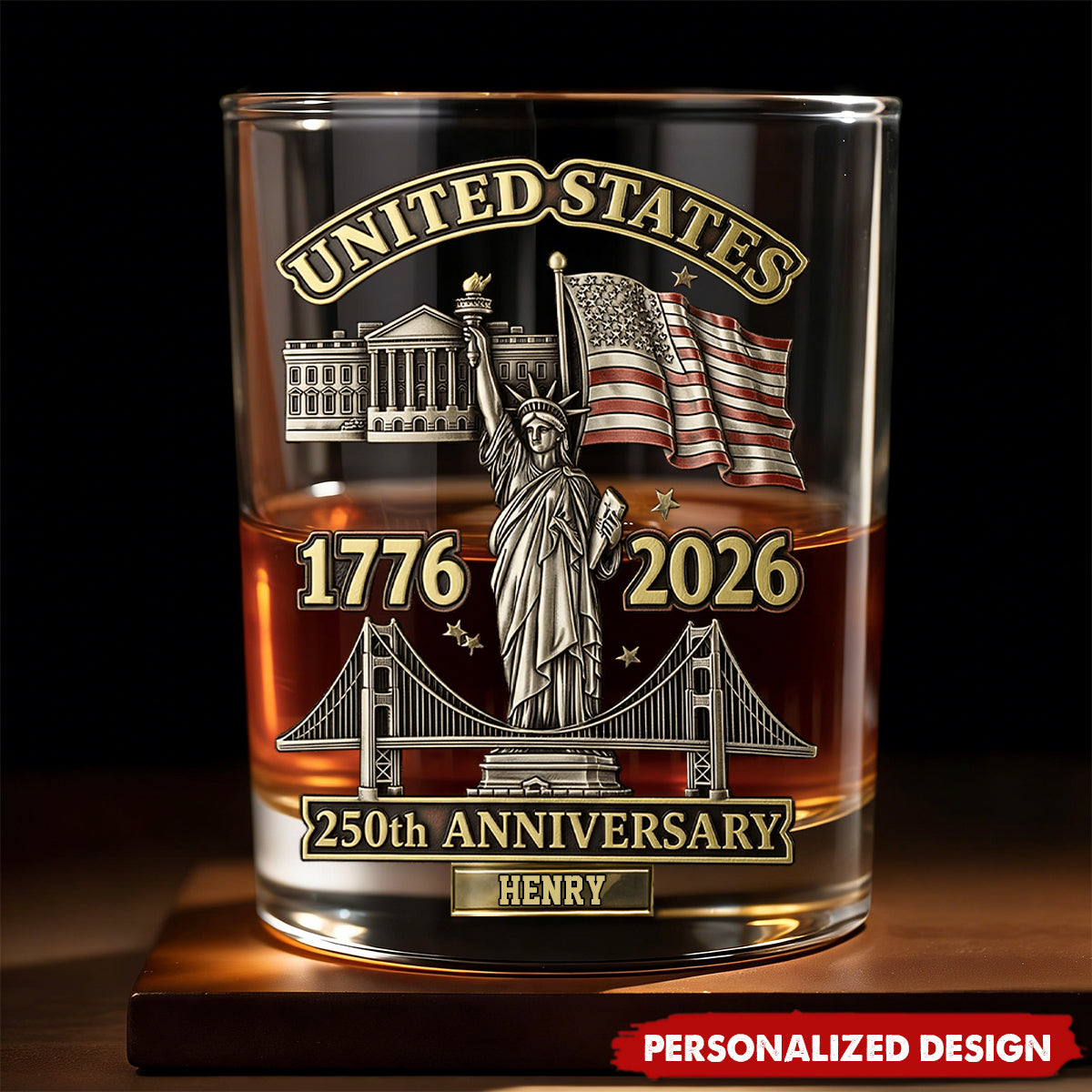 250th Anniversary - Personalized Whiskey Glass