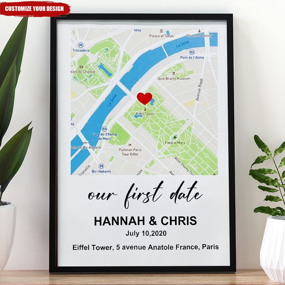 Personalized First Date Map Vertical Canvas- Gift For Couples