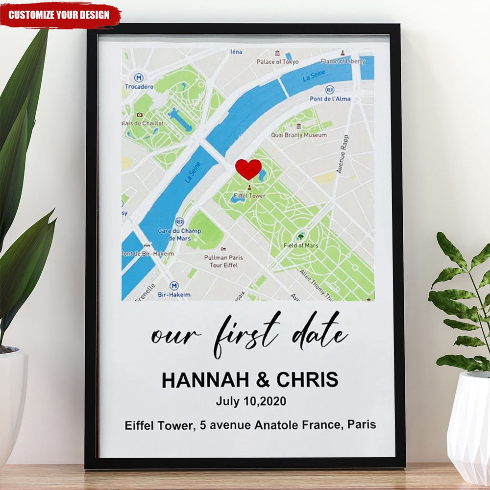 Personalized First Date Map Vertical Canvas- Gift For Couples - HAPPARY