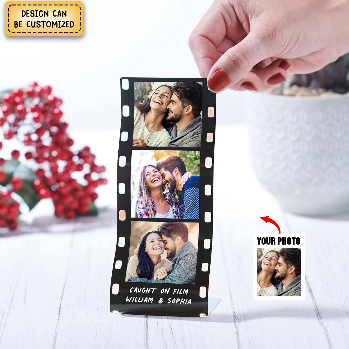 Personalised Mini Metal Photo Reel Print, Custom Photo Gift