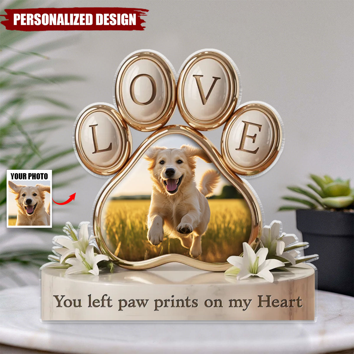 Custom Photo Still Feel Your Tail Wag In The Wind - Personalized Acrylic Plaque- Sympathy Gift For Pet Lovers