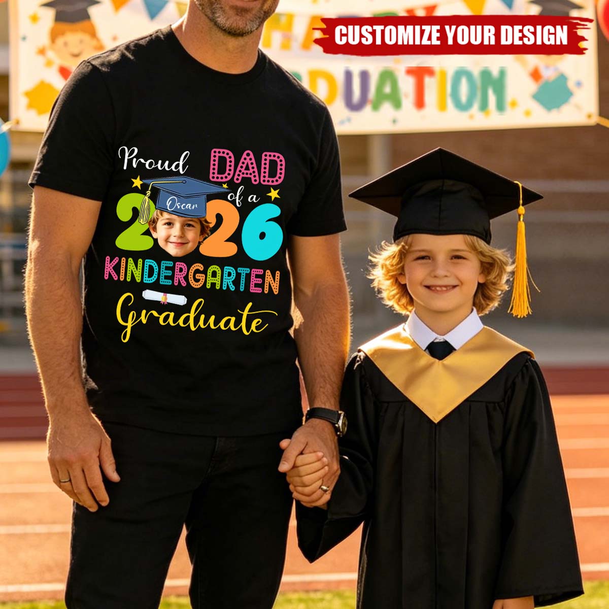 Proud Family 2026 Kindergarten Graduate T-shirts, Custom Graduation with Photo Gift