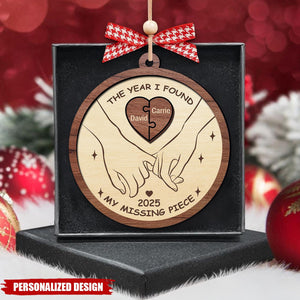 Personalized Missing Piece Couples 2-Layer Wooden Ornament