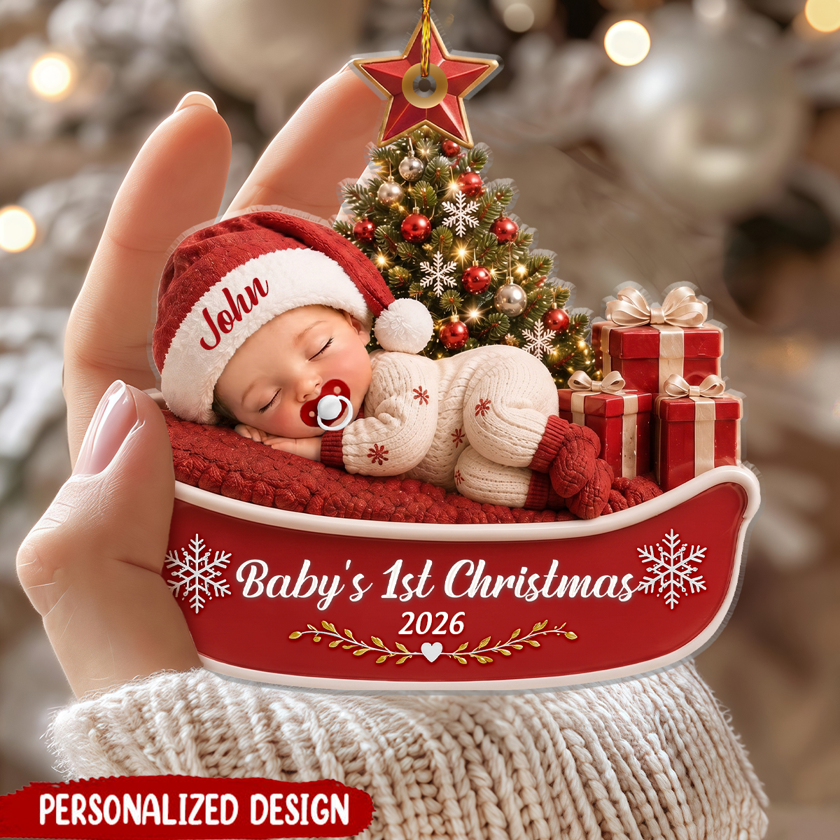 Personalized Christmas Baby Shower Ornament, New Parents Gift