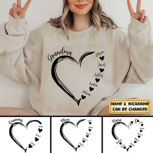 Personalized Grandma and Grandkids,Grandma Heart Sweatshirt