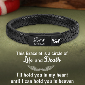 Personalized Braided Leather Cremation Bracelet, Memorial Sympathy Gift