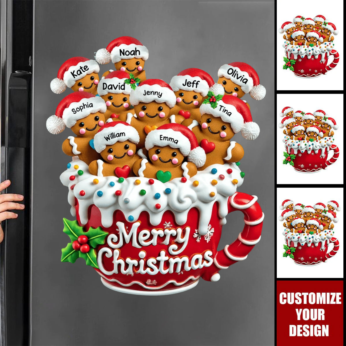 Merry Christmas - Personalized Gingerbread Family Decal - HAPPARY