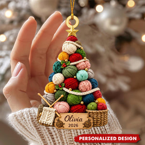 Personalized Knitting Wool Christmas Ornament, Crochet Lover Gift