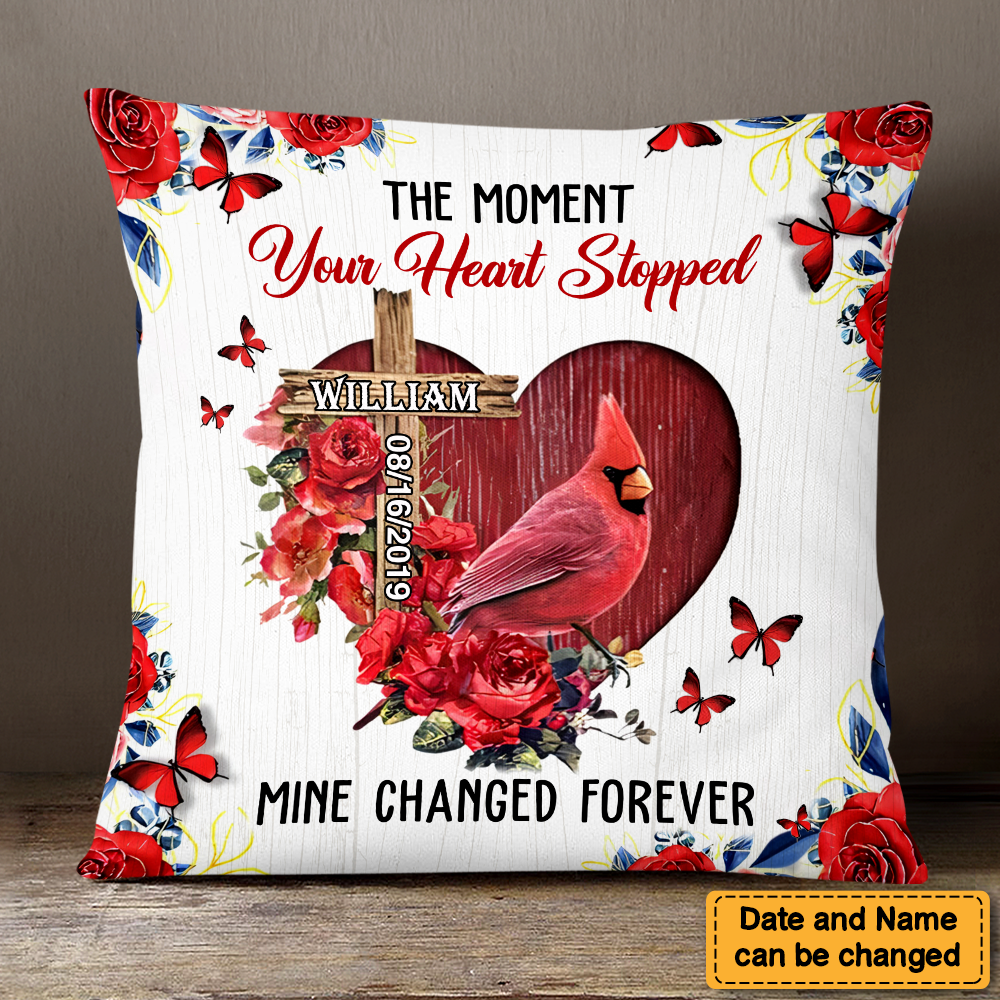 Personalized Memorial Gift The Moment Your Heart Stopped Pillow