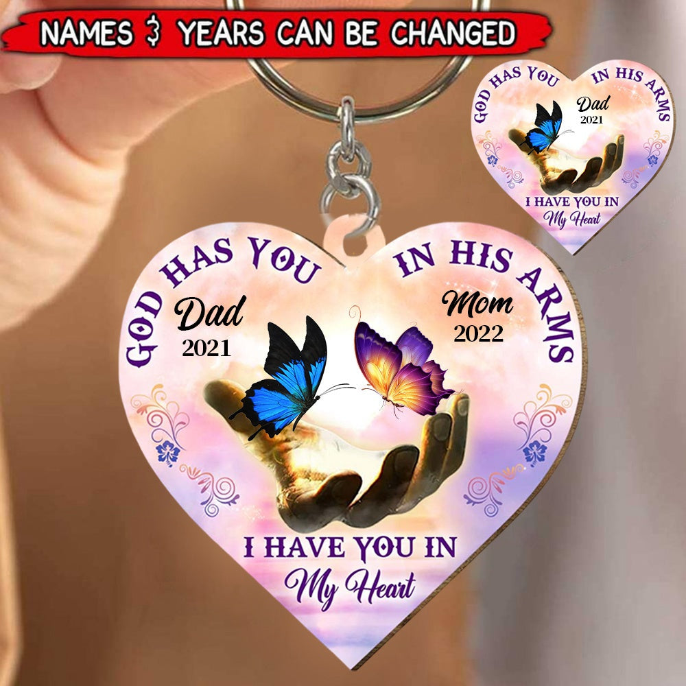 Personalized Butterfly Memorial Gift For Loss Of Loved One Heart Acrylic Keychain