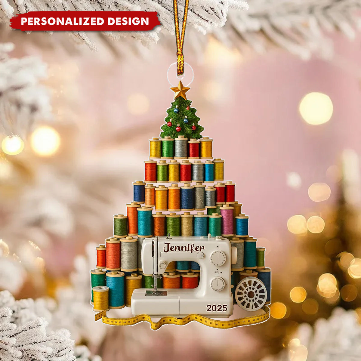 Personalized Sewing Ornament with Name & Year
