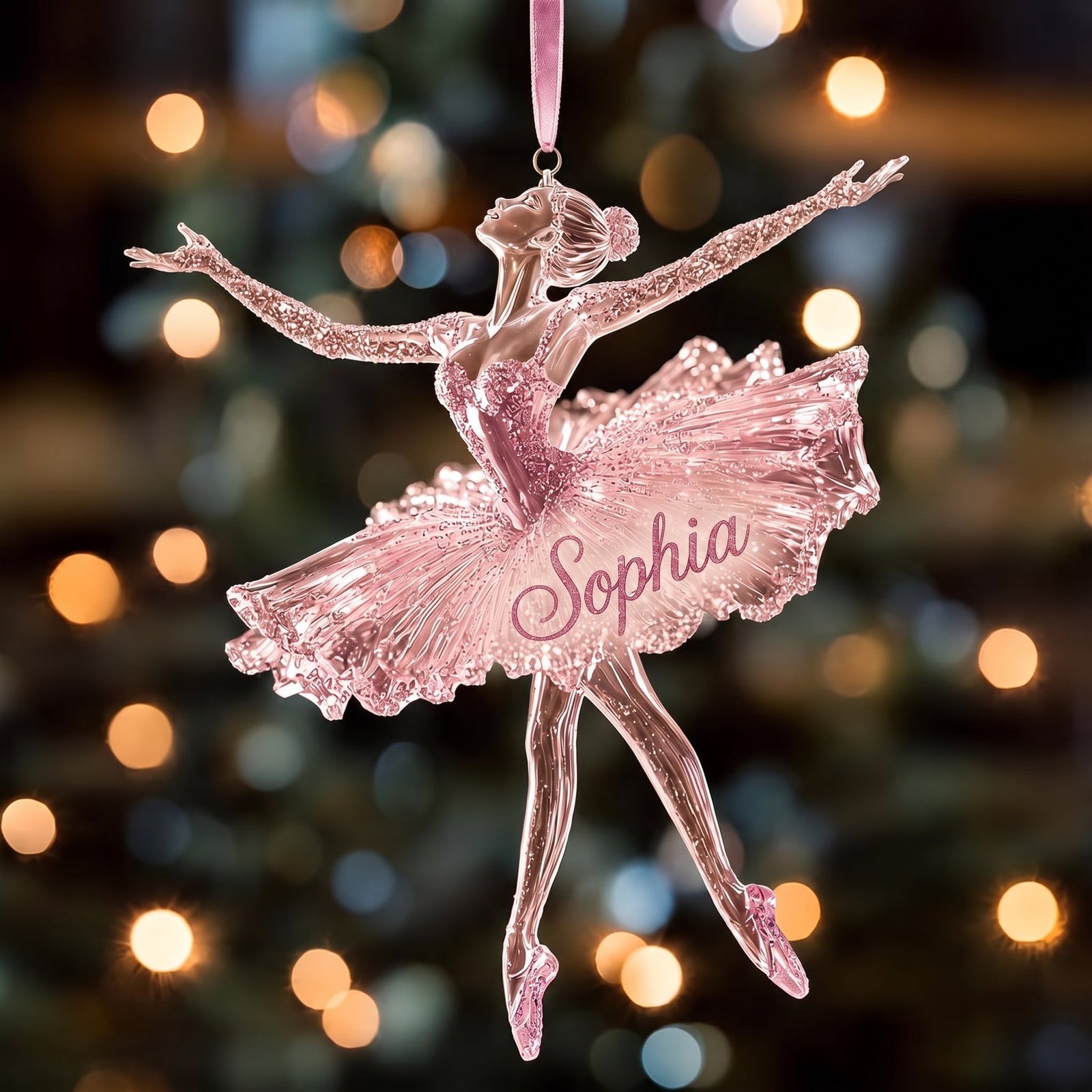 Personalized Ballerina Ornament, Custom Name Ballet Christmas Ornament