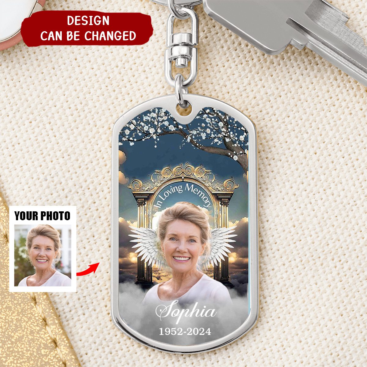 Personalized Memorial Upload Photo In Loving Memory Keychain