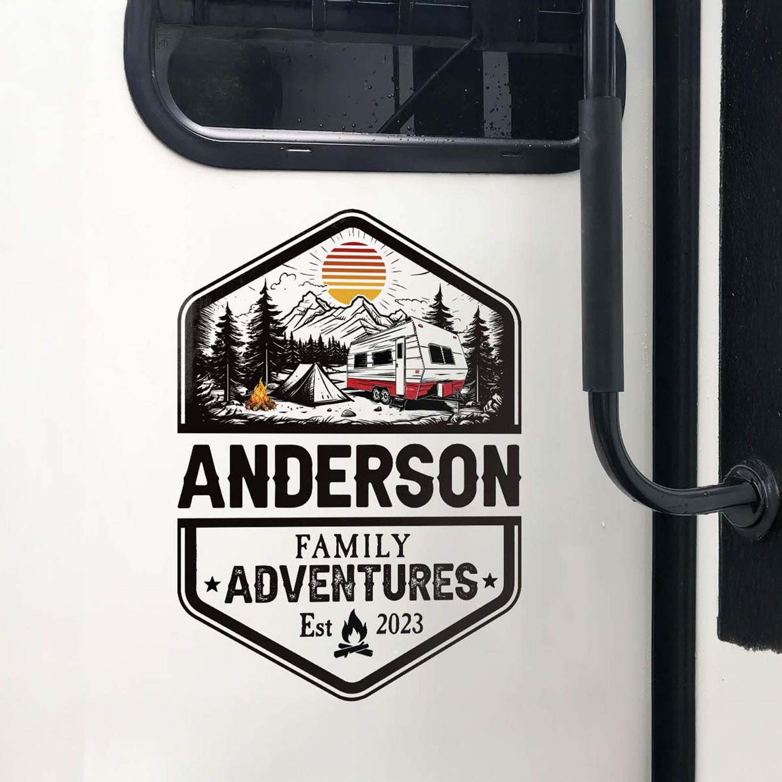 Personalized Family Adventures RV Decal, Motorhome Door Decor