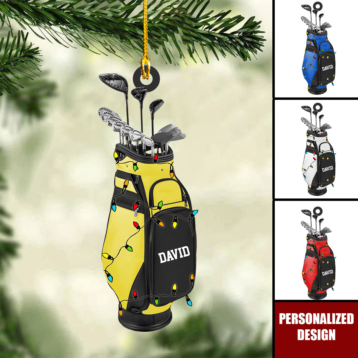 Custom Name Golf Backpacks Christmas Personalized Ornament