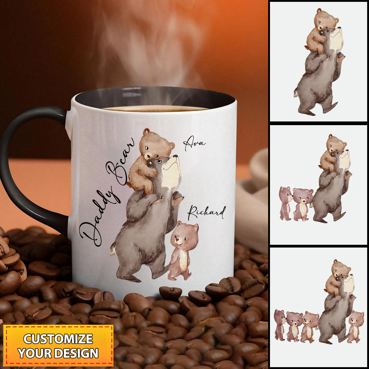Personalized Custom Daddy Bear Mug, Father Day Gift