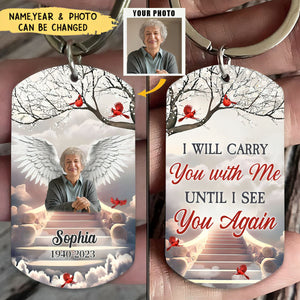 Memorial Upload Photo Angel Wings Personalized Keychain