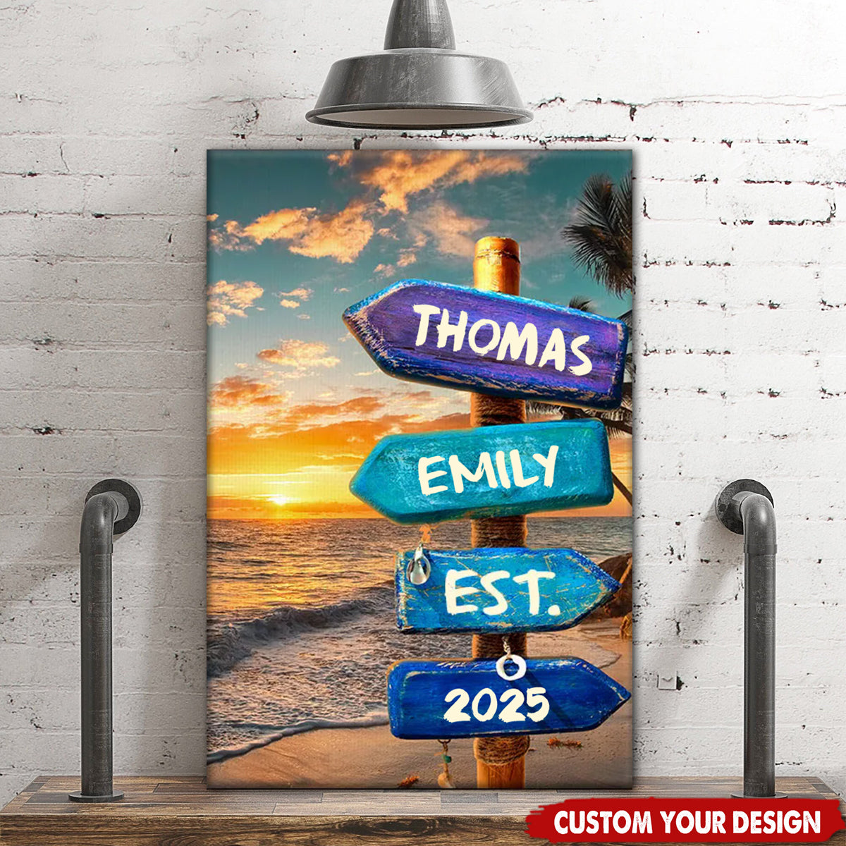 Love You To The Beach And Back - Couple Personalized Custom Vertical Canvas