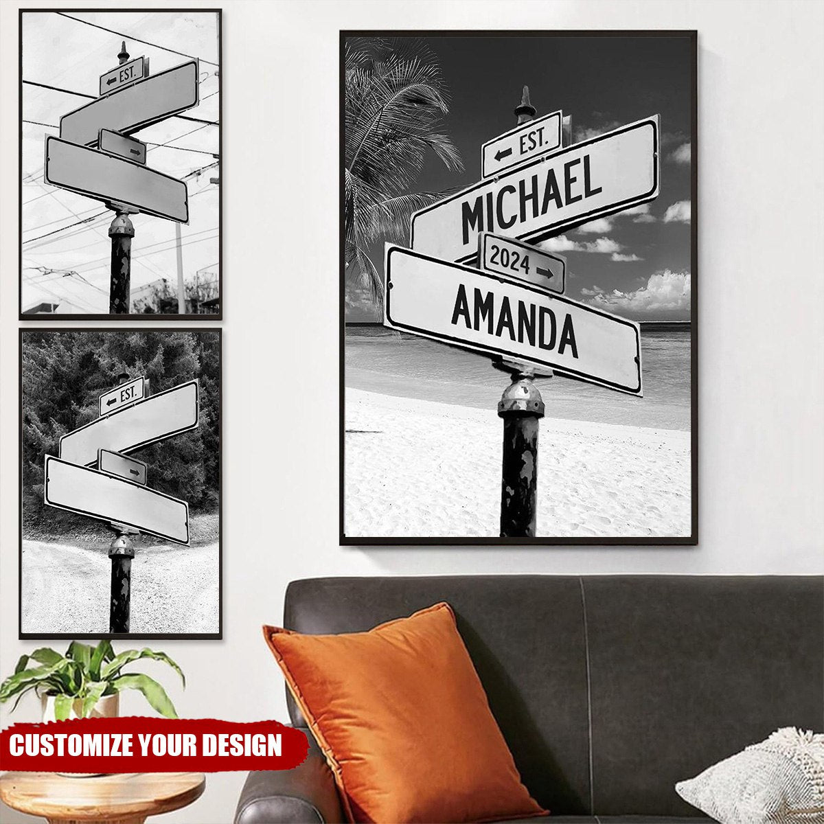 Personalized Intersection Street Sign Canvas, Gift For Couples Anniver ...