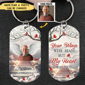 Memorial Upload Photo Angel Wings Personalized Keychain