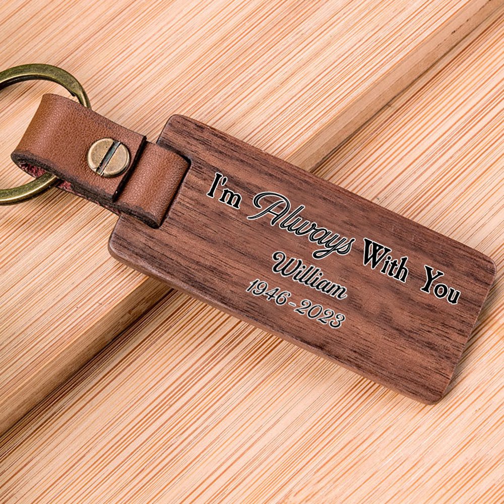 Personalized Memorial Engraved Wood Keychain