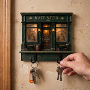 Personalized Irish Pub Wooden Block Key Holder