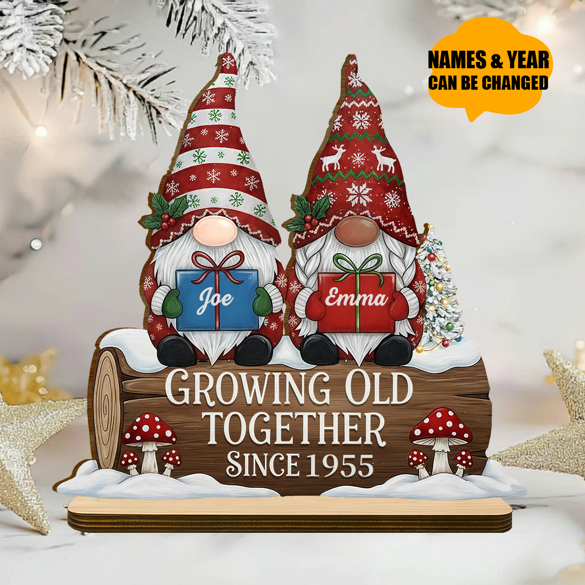 Couple Growing Old Together Decoration - Personalized Wooden Plaque