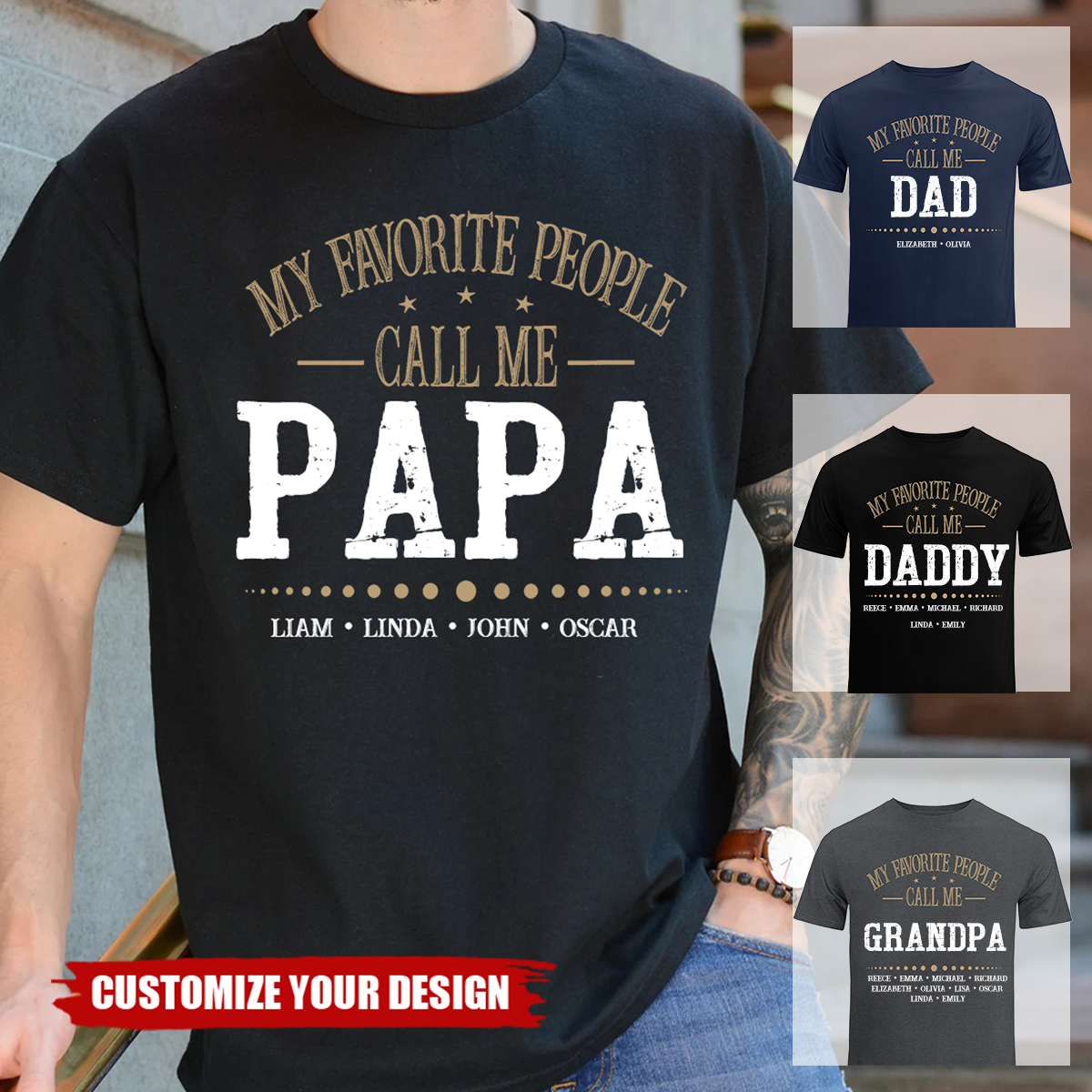 Personalized My Favorite People Call Me Papa T-Shirt
