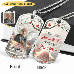 Memorial Upload Photo Angel Wings Personalized Dogtag Necklace