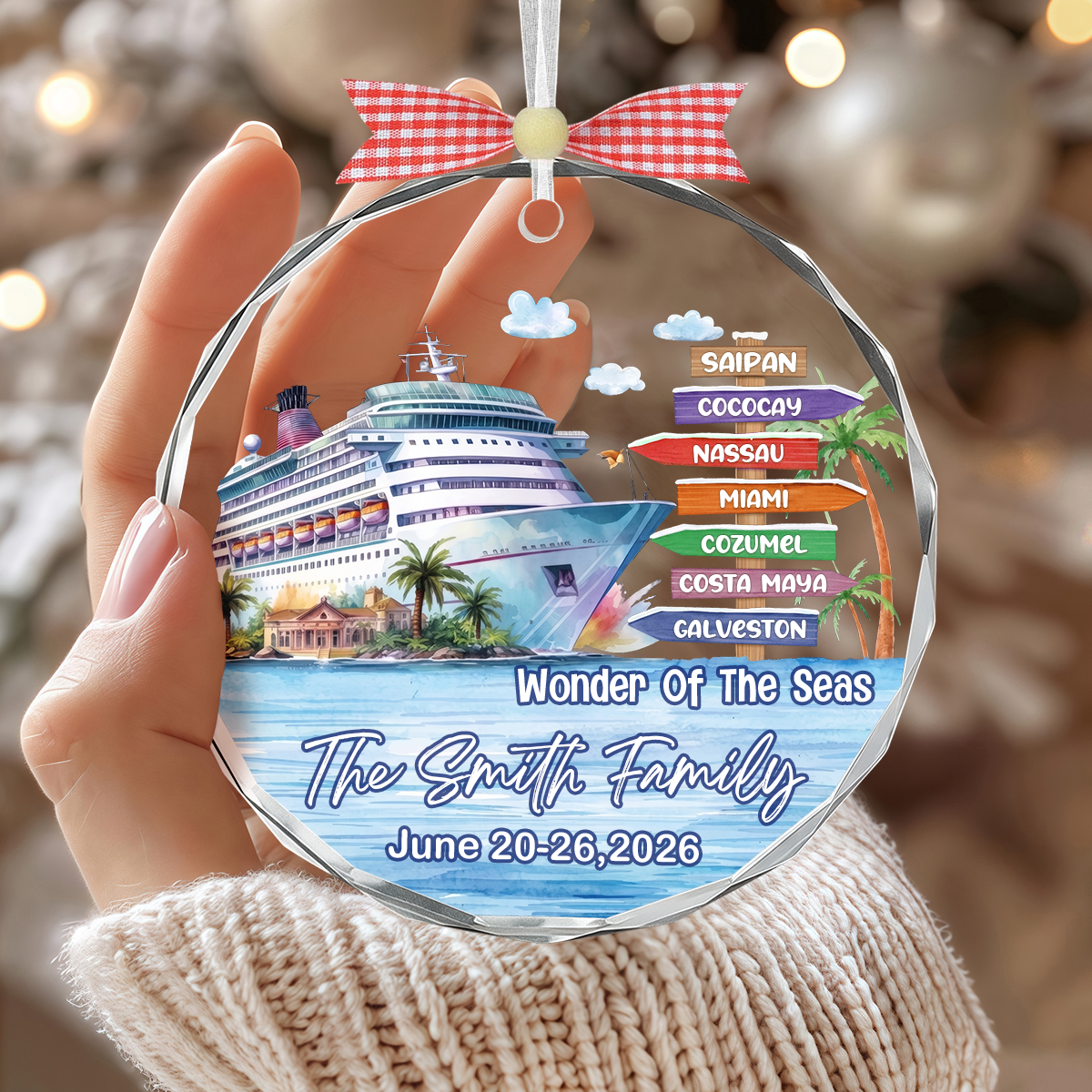 Personalized Cruise Vacation Ornament-Custom Family & Couple Travel Gift