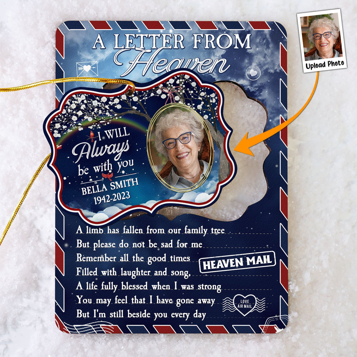 A Limb Has Fallen - Personalized Wooden Card With Pop Out Photo Ornament