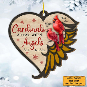 Personalized Cardinal Christmas Memorial Gift Angels Are Near Ornament