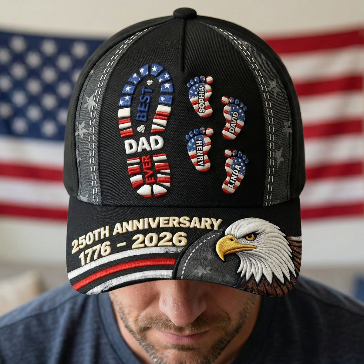 Personalized 250th Anniversary Of The USA Best Dad Ever Classic Cap