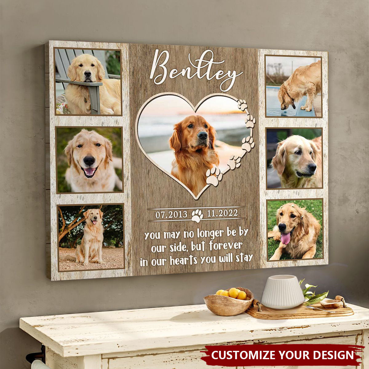 Custom Pet Memorial Photo Collage Canvas - Personalized Gifts For Pet Loss