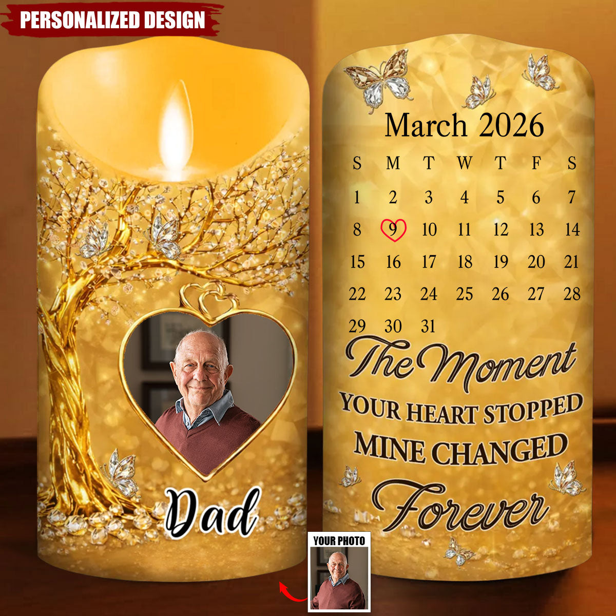 The Moment My Heart Changed Forever - Memorial Custom LED Candle