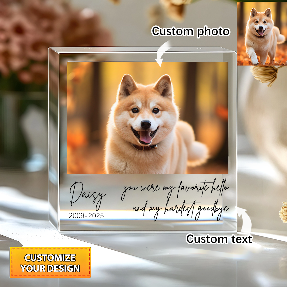 Personalized Pet Memorial Photo Plaque, Pet Loss Keepsake