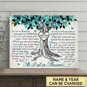 As I Sit In Heaven Memorial Gift Personalized Canvas