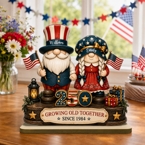 Patriotic Couple Growing Together - Personalized Wooden Plaque