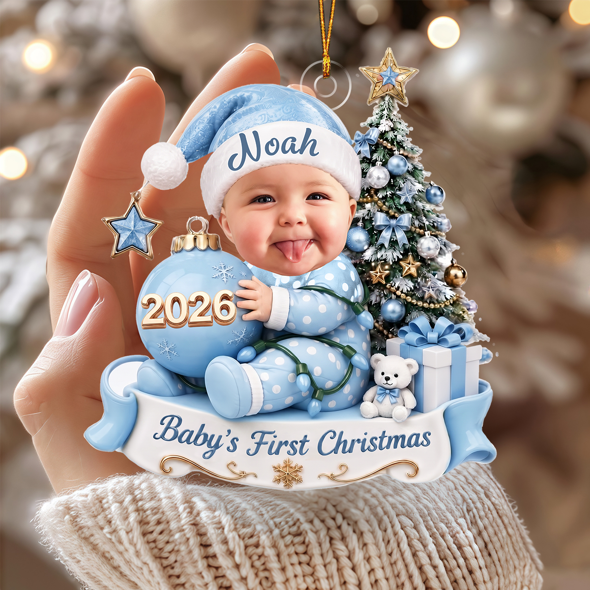 Personalized Baby First Christmas Baby Name Acrylic Ornament