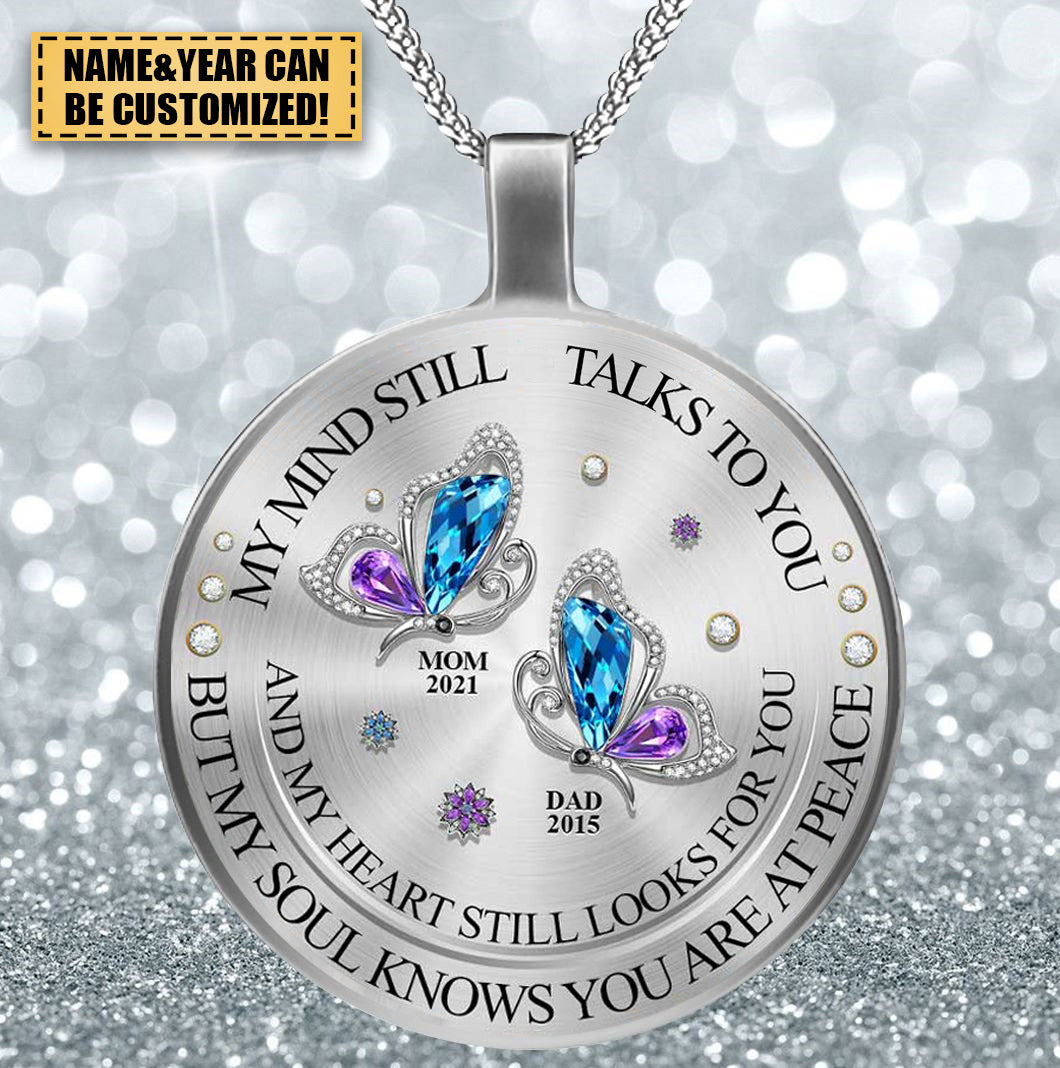 Personalized Memorial Butterfly My Mind My Heart My Soul Necklace