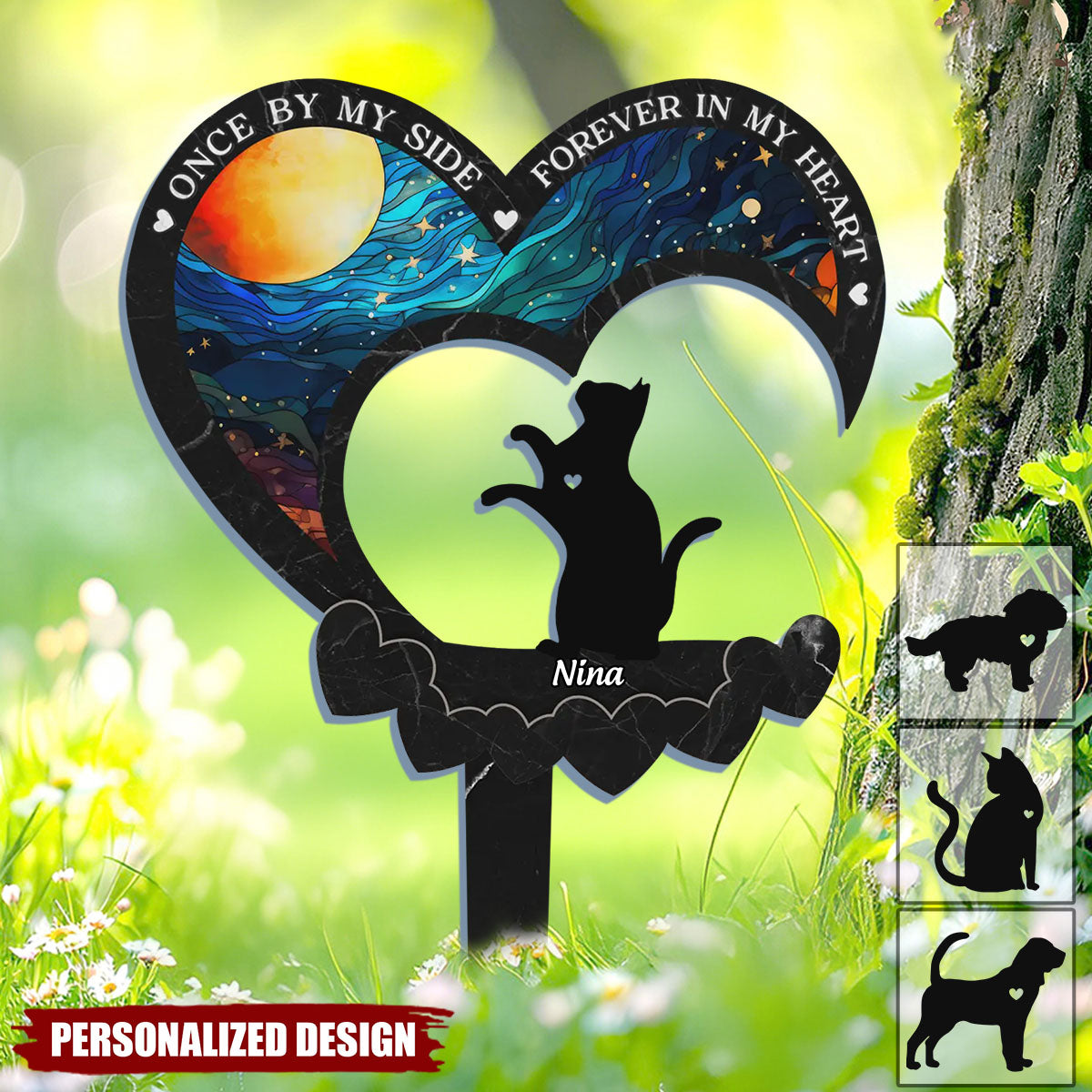 Heaven Gained A Furry Angel - Memorial Personalized Custom Stain Glass Style Acrylic Garden Stake