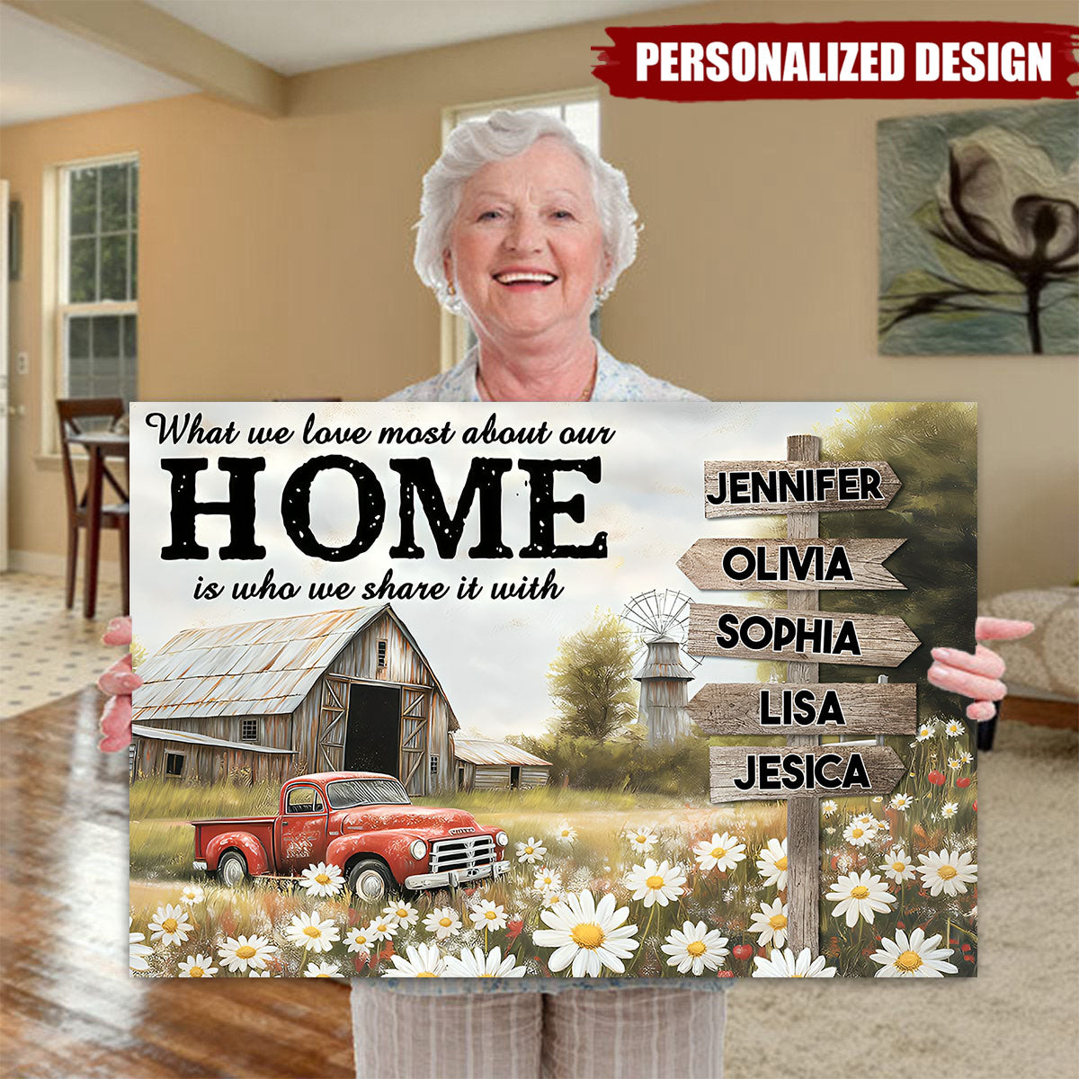 Personalized Family Poster, Custom Name, Vintage Rustic Wrapped Canvas