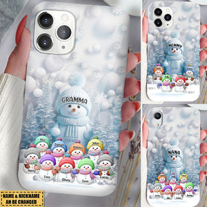 Christmas Blue Vibe Snowman Grandma Mom Colorful Kids Personalized Phone case