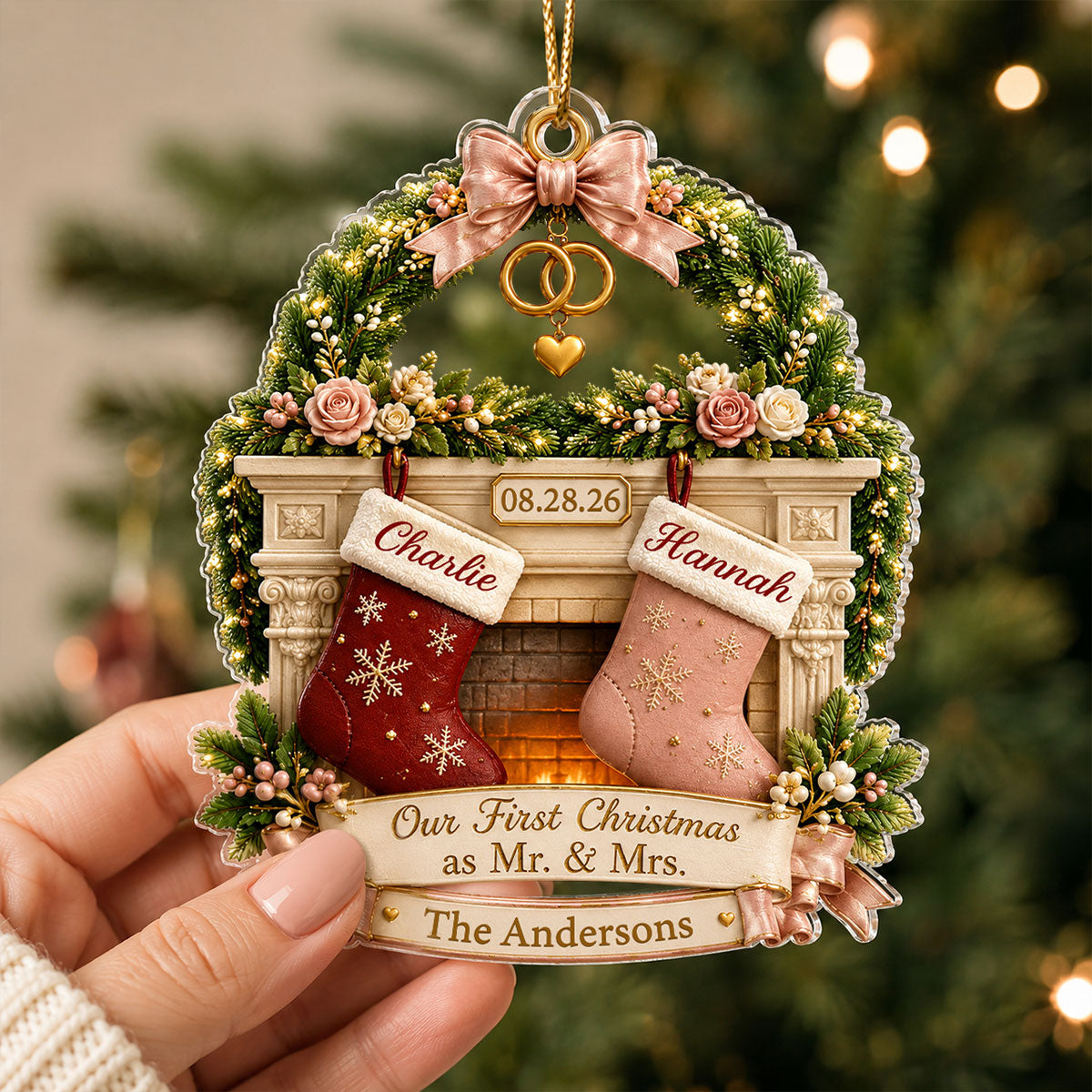 Our First Christmas As Mr And Mrs - Personalized Acrylic Ornament