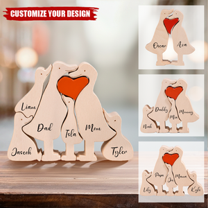 Personalized Carved Family Wooden Duck Puzzle