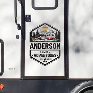 Personalized Family Adventures RV Decal, Motorhome Door Decor