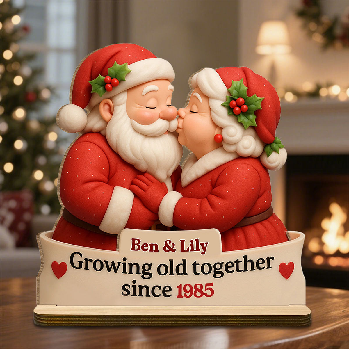 Growing Old Together With Santa and Mrs. Claus, Custom Wood Plaque
