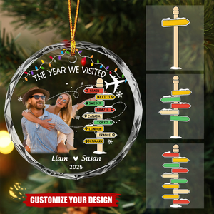 The Year We Visited Custom Glass Ornament, Couple Vacation Gift