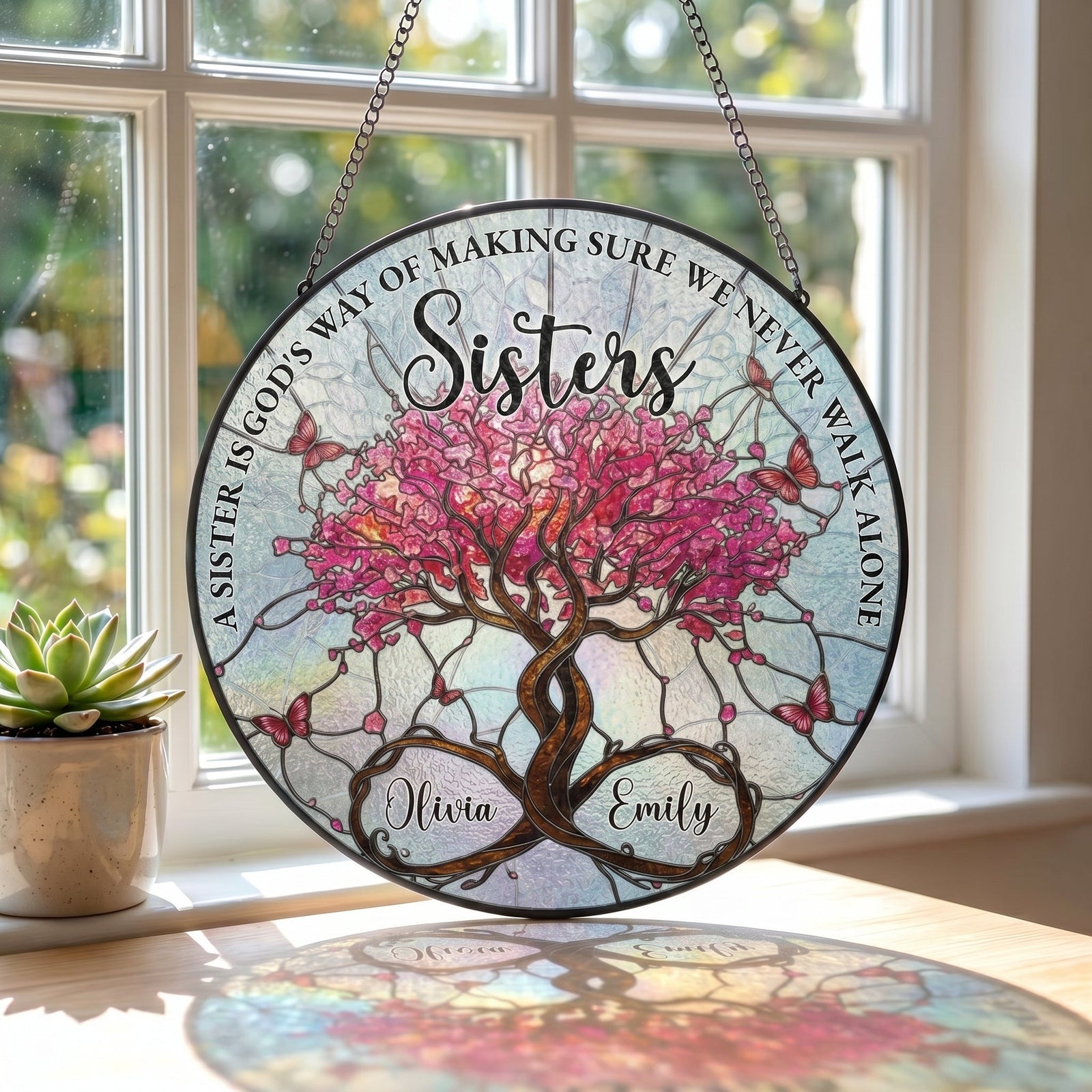 Personalized Sister Tree of Life Acrylic Window Hanging