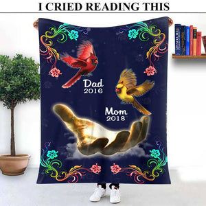 Memorial Flying Cardinals Family Loss Custom Names Personalized Blanket